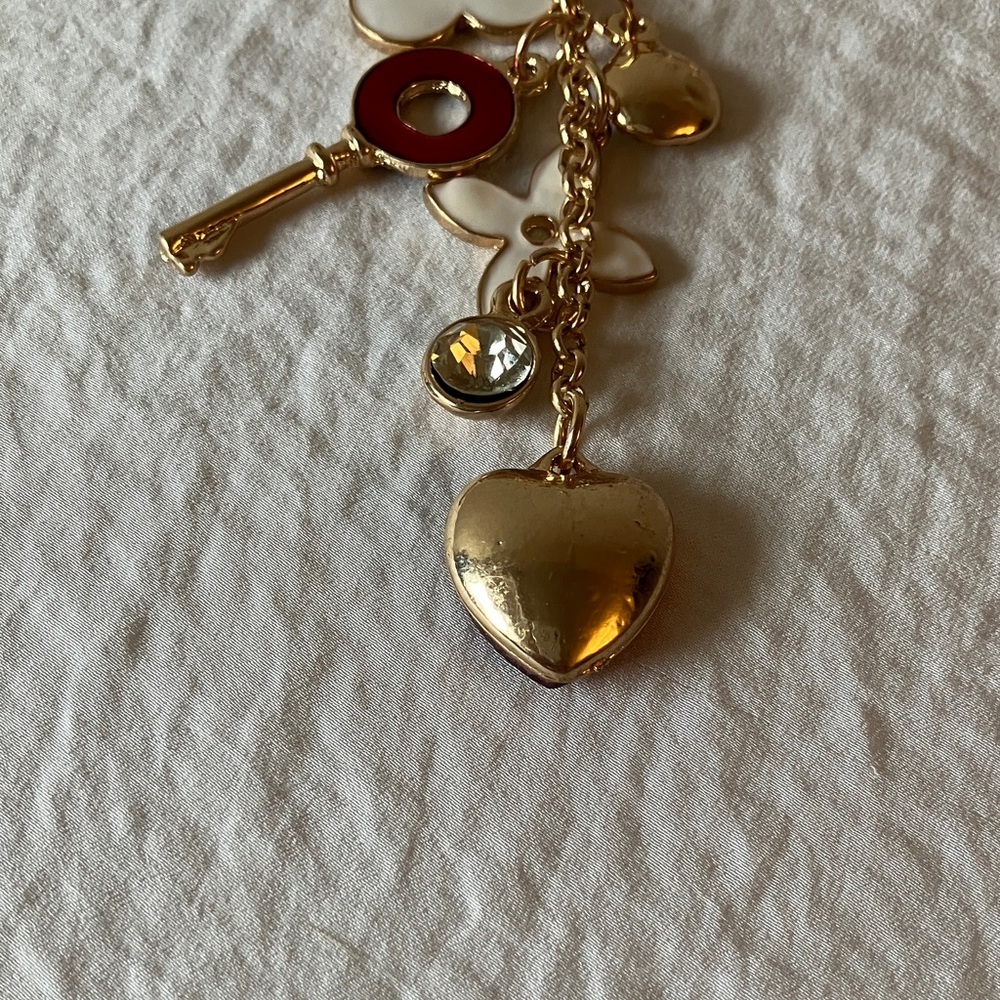 Gold Tone & Red Charm Keychain - Picture 7 of 11